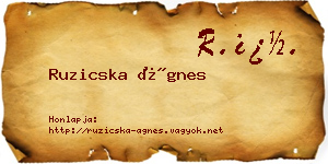 Ruzicska Ágnes névjegykártya